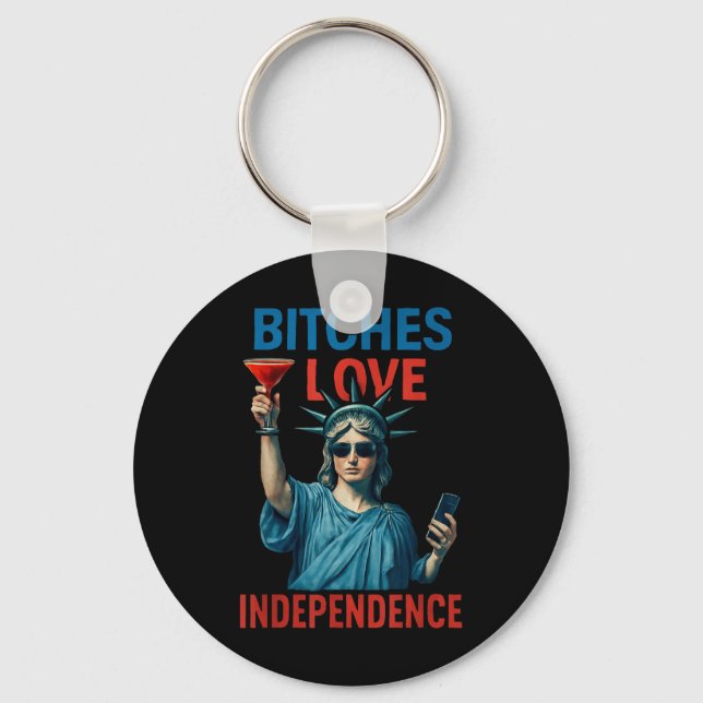 Retro Es Love Independence Funny 4th Of July _2  Key Ring (Front)
