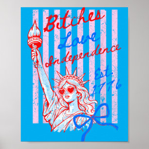 Retro Es Love Independence Funny 4th Of July 2 Poster