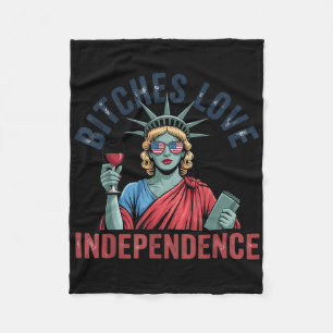 Retro Es Love Independence Funny 4th Of July Fleece Blanket