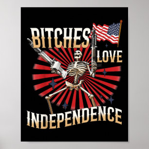 Retro Es Love Independence Funny Skeleton 4th Of J Poster