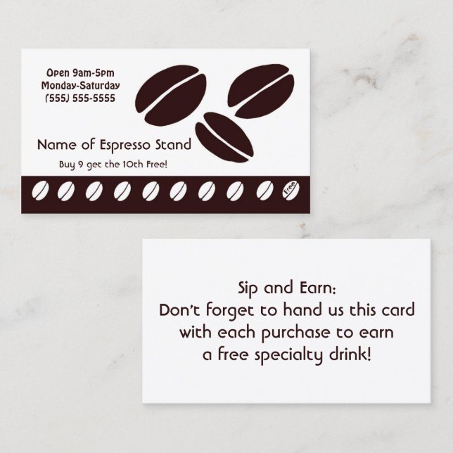 Retro Espresso Stand Loyalty Identity Punch Card (Front/Back)