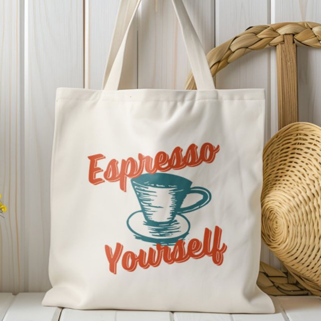 Retro Espresso Yourself, Coffee, Latte, Italian Tote Bag (Creator Uploaded)