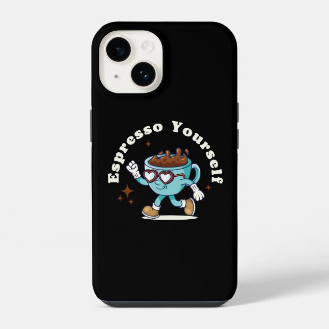 Retro Espresso Yourself Dancing Coffee iPhone Case (Back)