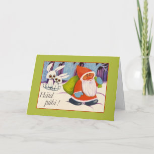 Retro Estonian Häid Pühi Christmas Greeting Card
