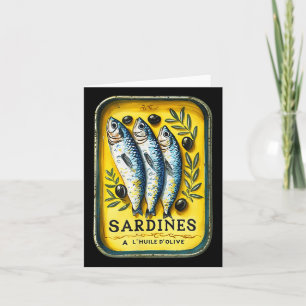 Retro European Yellow Summer Sardine Fish Can  Card
