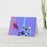 Retro Evening at Home Greeting Card
