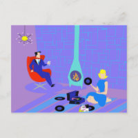 Retro Evening at Home Postcard