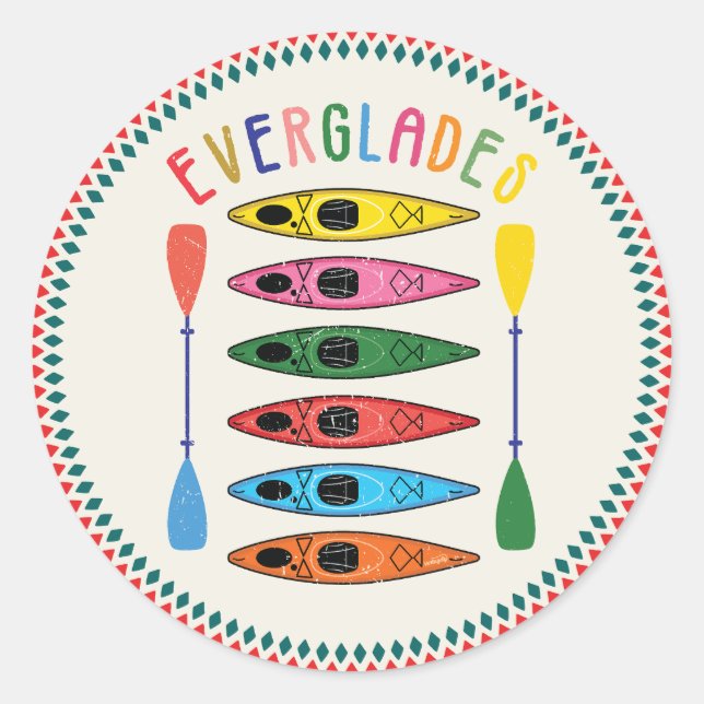 Retro Everglades Kayaking Classic Round Sticker (Front)