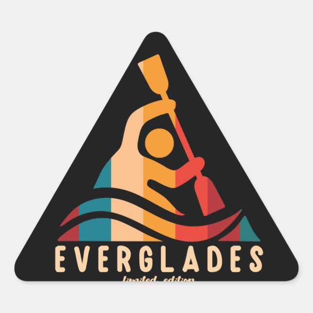 Retro Everglades Kayaking Triangle Sticker (Front)