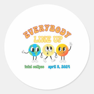Retro Everybody Line Up Total Solar Eclipse 2024 E Classic Round Sticker