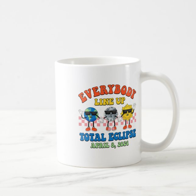 Retro Everybody Line Up Total Solar Eclipse 2024 E Coffee Mug (Right)