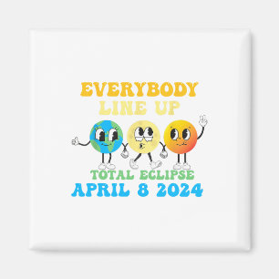 Retro Everybody Line Up Total Solar Eclipse 2024 E Magnet