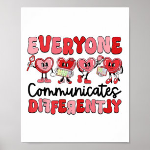 Retro Everyone Communicates Differently Autism Val Poster