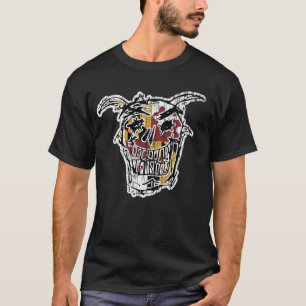 Retro Evil Smile Face With Maryland State Flag Blu T-Shirt