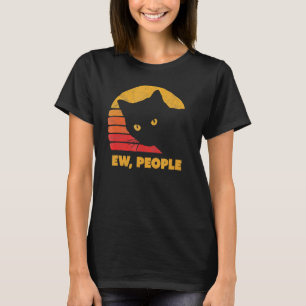 Retro Ew People Cat Vintage Black Cat Meow Kitty W T-Shirt