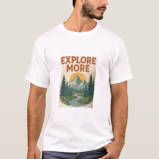 Retro "Explore More" Mountain Adventure T-Shirt