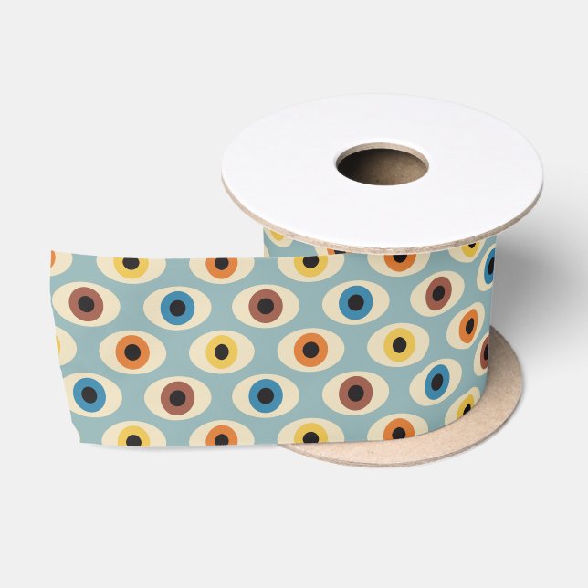 Retro Eye Pattern Satin Ribbon (Spool)