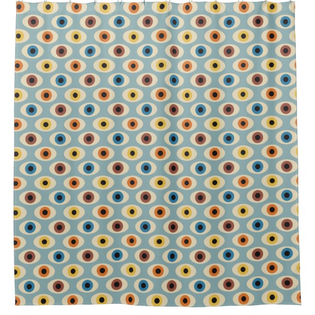 Retro Eye Pattern Shower Curtain (Front)