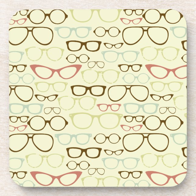 Retro Eyeglass Hipster Coaster (Front)