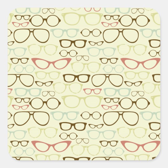 Retro Eyeglass Hipster Square Sticker (Front)