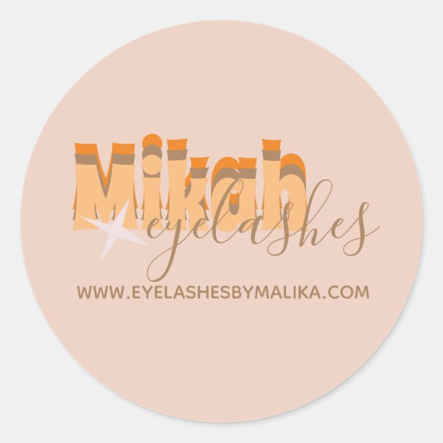 Retro Eyelashes Business Owner Name Sticker (Front)