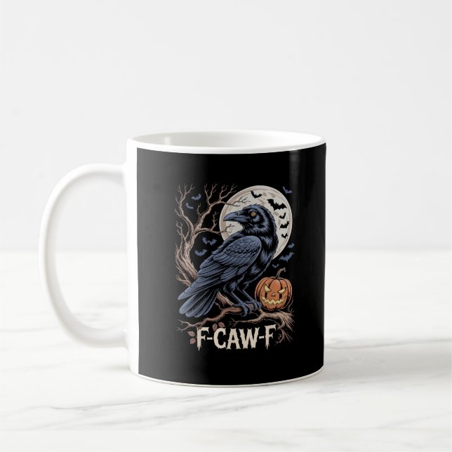 Retro F-Caw-F Bird Crow Funny Crow Bird Cawing Gru Coffee Mug (Left)