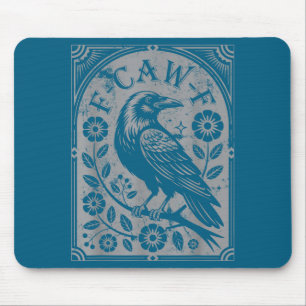 Retro F-caw-f Black Crow Flowers Art Funny Bird Sa Mouse Pad