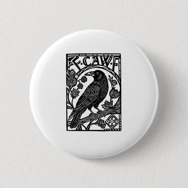 Retro F Caw F Crow Funny Saying Meme Design 6 Cm Round Badge (Front)