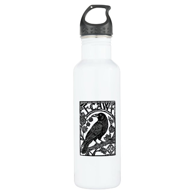 Retro F Caw F Crow Funny Saying Meme Design 710 Ml Water Bottle (Front)