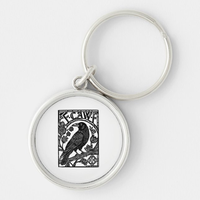 Retro F Caw F Crow Funny Saying Meme Design Key Ring (Front)