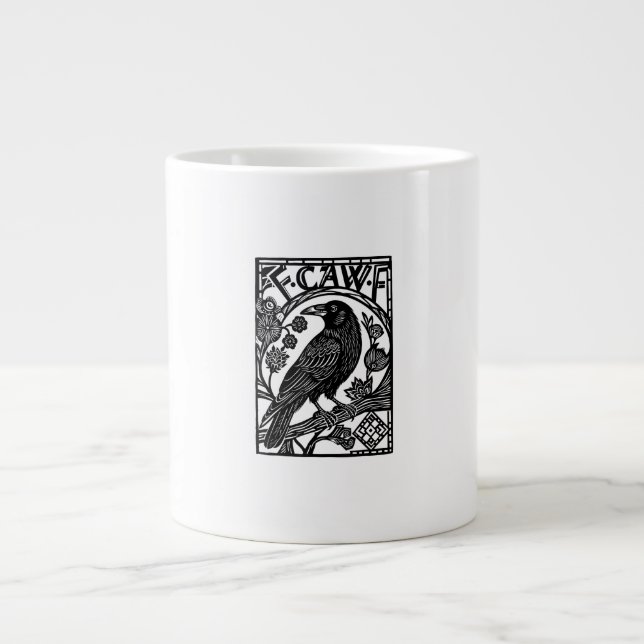Retro F Caw F Crow Funny Saying Meme Design Large Coffee Mug (Front)