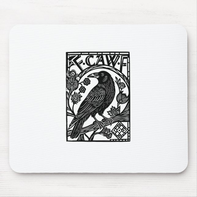 Retro F Caw F Crow Funny Saying Meme Design Mouse Pad (Front)