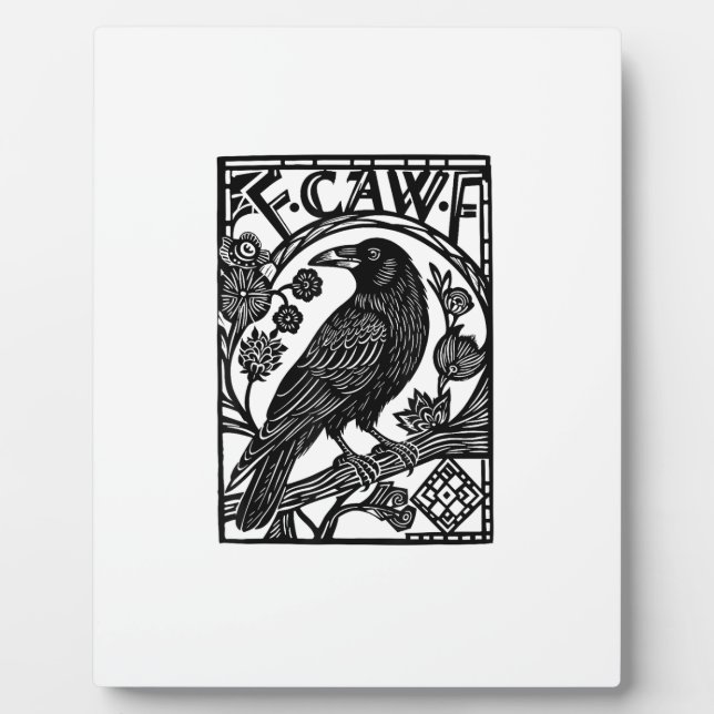 Retro F Caw F Crow Funny Saying Meme Design Plaque (Front)