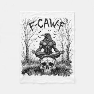 Retro F-caw-f Saying Meme Black Crow Yoga Seated M Fleece Blanket