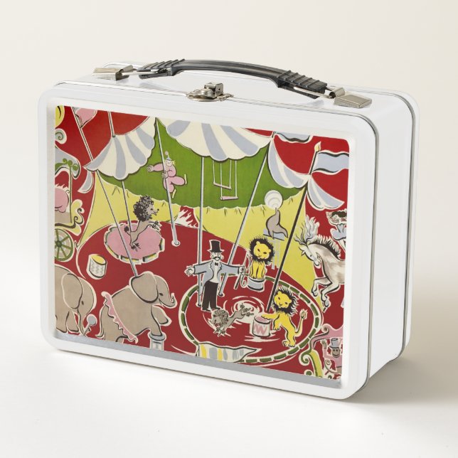 Retro Fabric Circus Big Top Theme Lunch Box (Front)