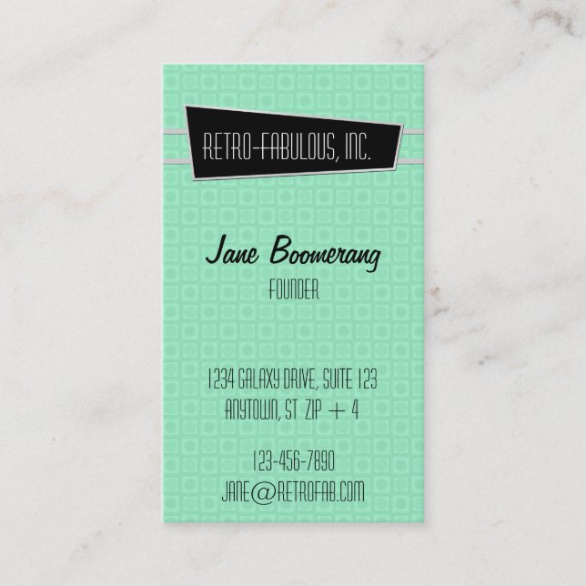 Retro-Fabulous Vertical Business Card (Front)