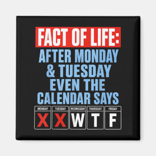 Retro Fact Of Life Monday Tuesday Workweek Humour Magnet