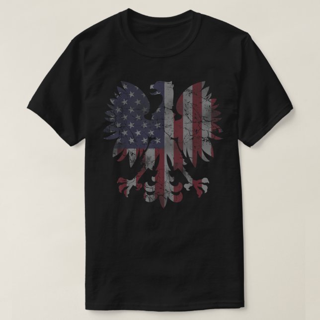 Retro Fade Polish American Flag Eagle Heritage Men T-Shirt (Design Front)