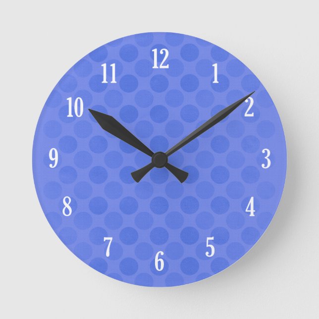 Retro faded blue circles pattern round clock (Front)