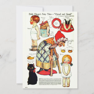Retro Fairy Tale Halloween 🎃  Paper Dolls Thank You Card