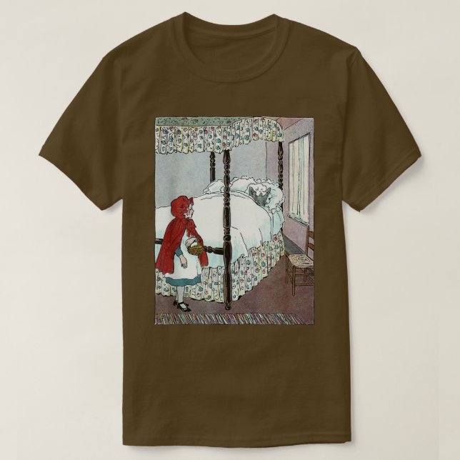 Retro Fairytale Bad Wolf Little Red Riding Hood  T-Shirt (Design Front)