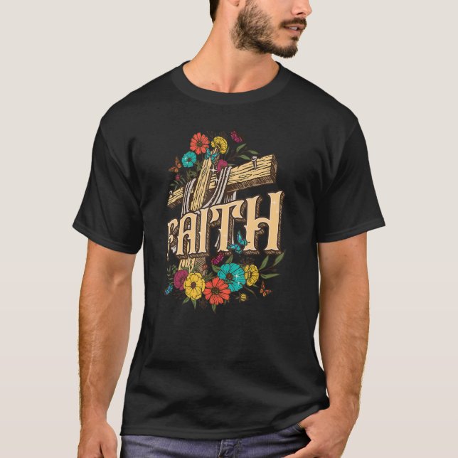 Retro Faith Floral Positive Motivational Inspirati T-Shirt (Front)