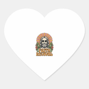 Retro Faith Revival Christian Engraving Vector Heart Sticker