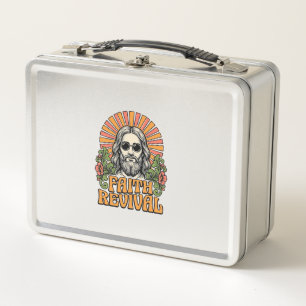 Retro Faith Revival Christian Engraving Vector Metal Lunch Box