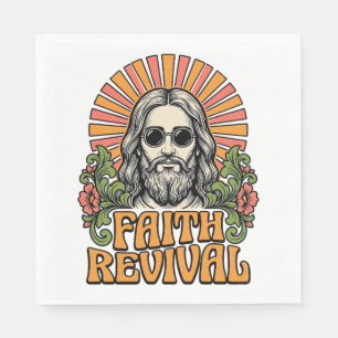 Retro Faith Revival Christian Engraving Vector Napkin