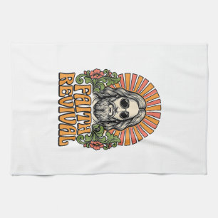 Retro Faith Revival Christian Engraving Vector Tea Towel