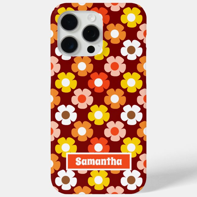 Retro Fall Autumn Flowers Pattern Red Case-Mate iPhone Case (Back)