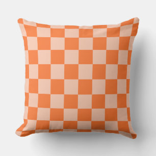 Retro Fall Autumn Orange Tartan Plaid Cushion