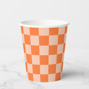 Retro Fall Autumn Orange Tartan Plaid Paper Cups
