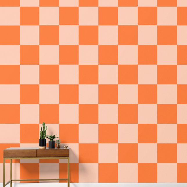 Retro Fall Autumn Orange Tartan Plaid Wallpaper (Hallway)